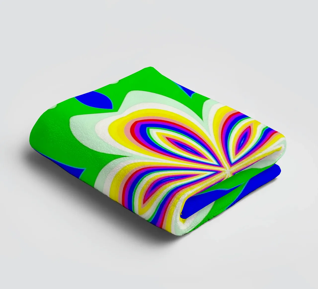 Kaléidoscope aux couleurs vives vert-bleu-jaune-rouge-blanc serviette de bain de Gürsel Yesil Digital Art