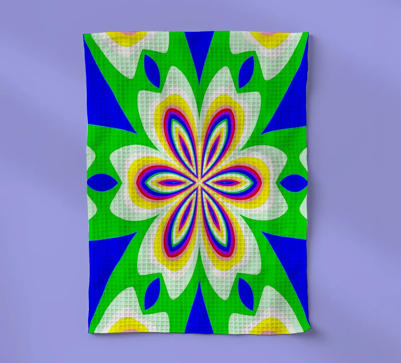 Kaléidoscope aux couleurs vives vert-bleu-jaune-rouge-blanc torchon de Gürsel Yesil Digital Art
