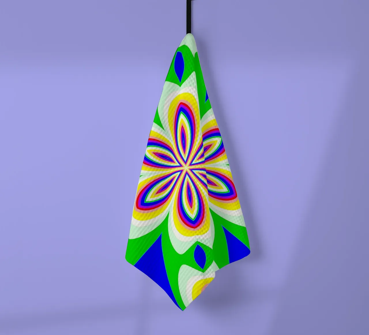 Kaléidoscope aux couleurs vives vert-bleu-jaune-rouge-blanc torchon de Gürsel Yesil Digital Art