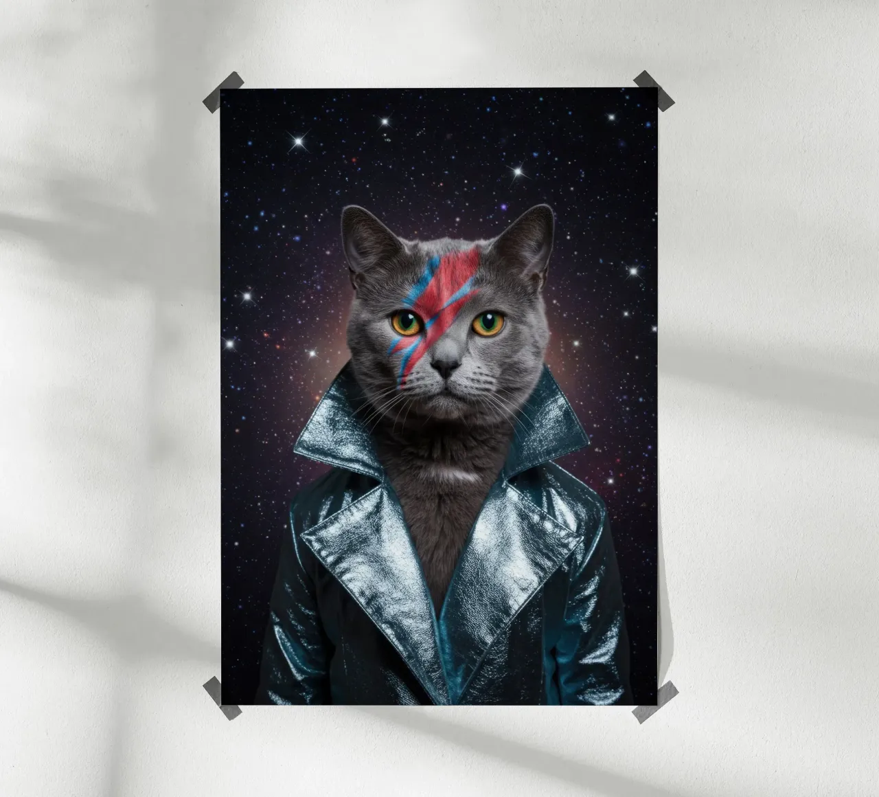 Gatto stellato poster con telaio in plastica da Pawtrait Studio