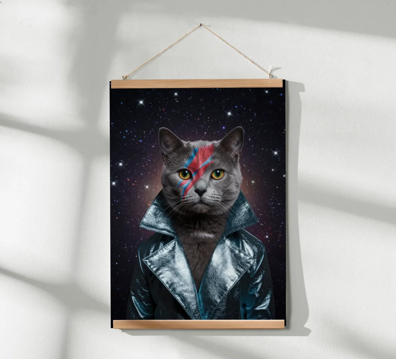 Gatto stellato poster con telaio in plastica da Pawtrait Studio