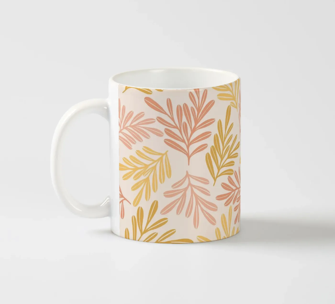 Warm Leaf Harmony ceramic mug by Wackapacka