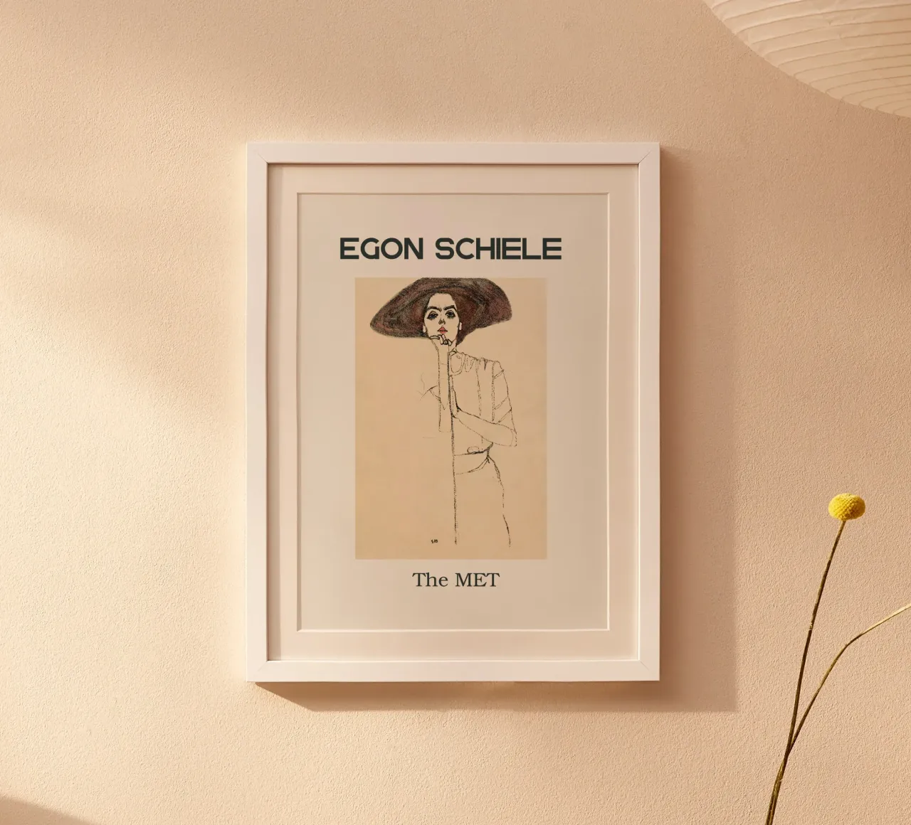 Ritratto di donna - Egon Schiele poster con telaio in legno da Second Canvas