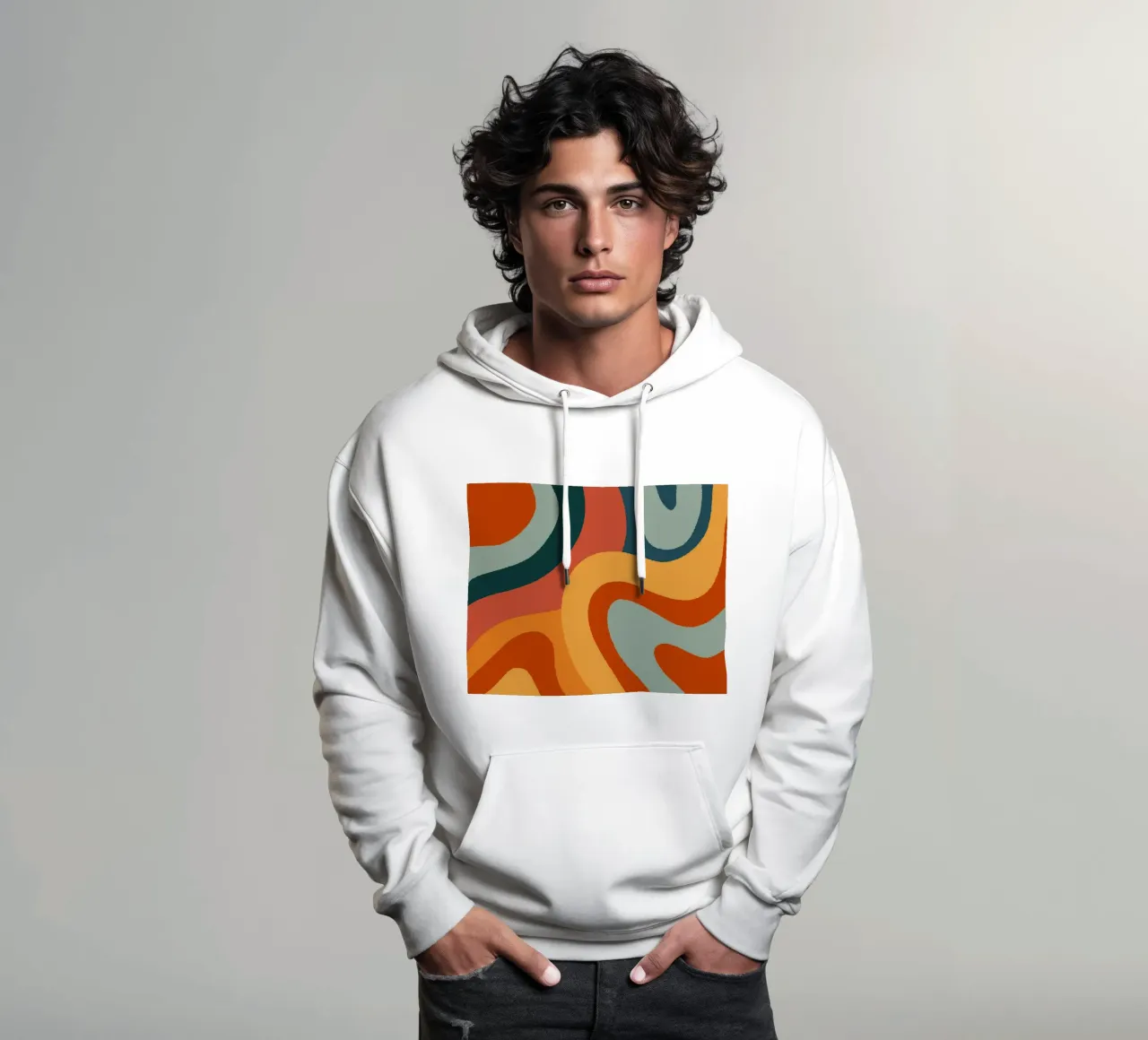 Lignes ondulées rétro sweat à capuche de Wackapacka