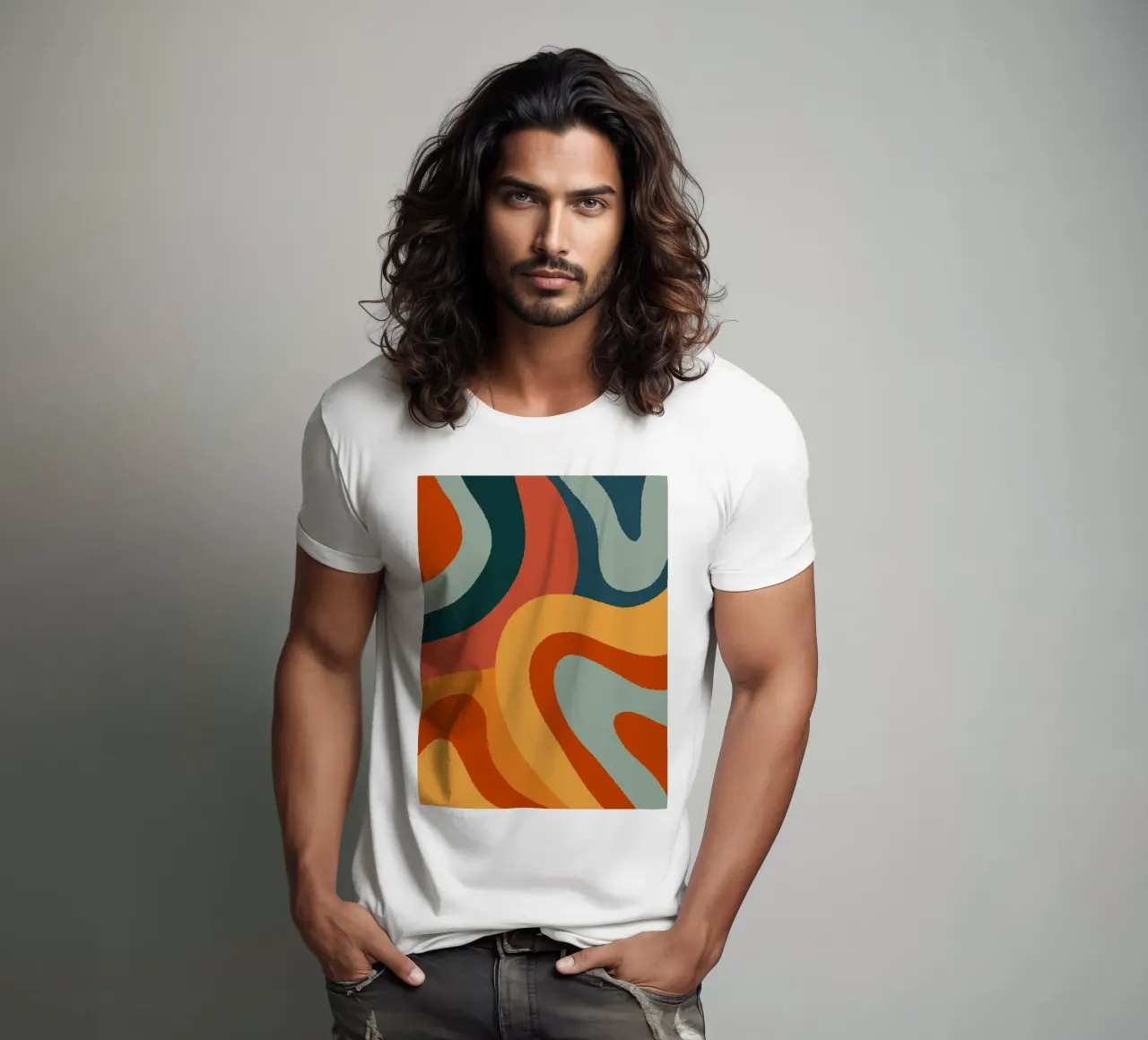 Linee ondulate retrò t-shirt da Wackapacka