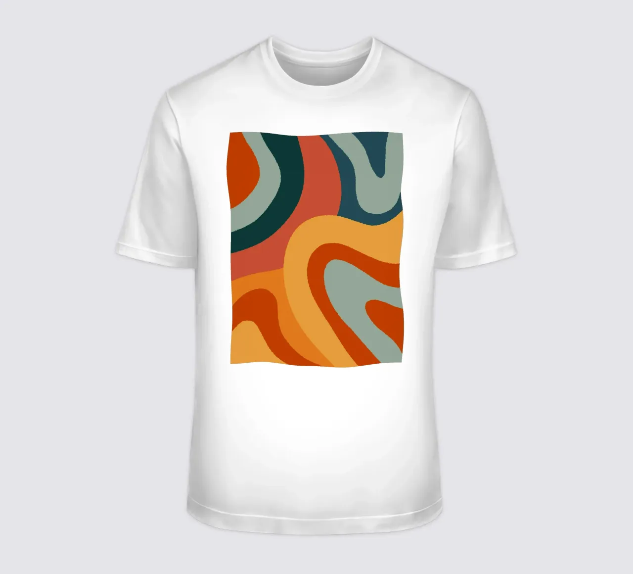 Retro-Wellenlinien T-Shirt von Wackapacka