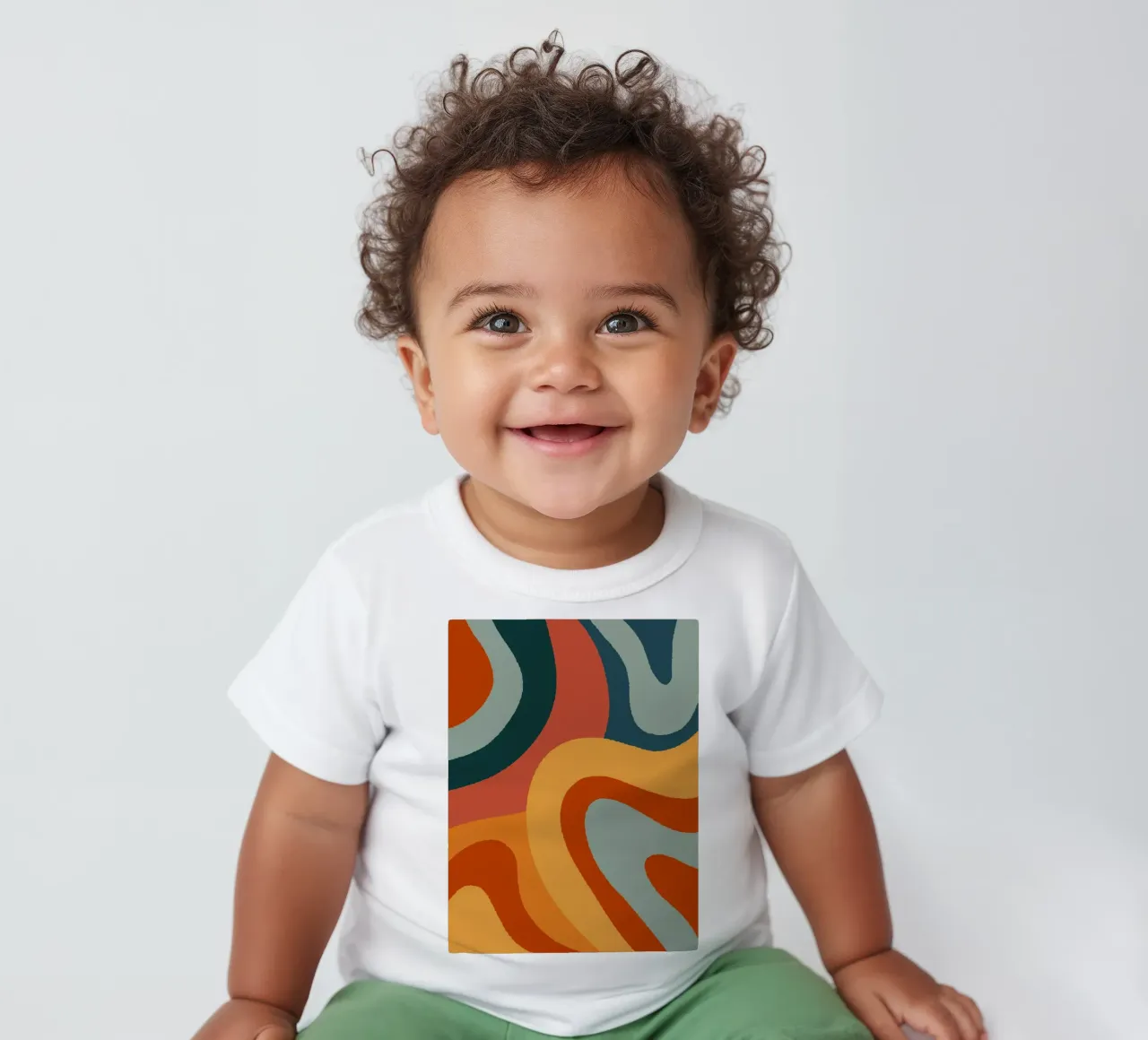 Retro wavy lines baby t-shirt by Wackapacka