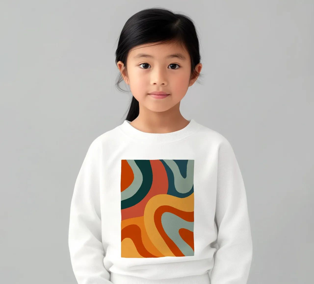 Retro wavy lines kids sweatshirt by Wackapacka