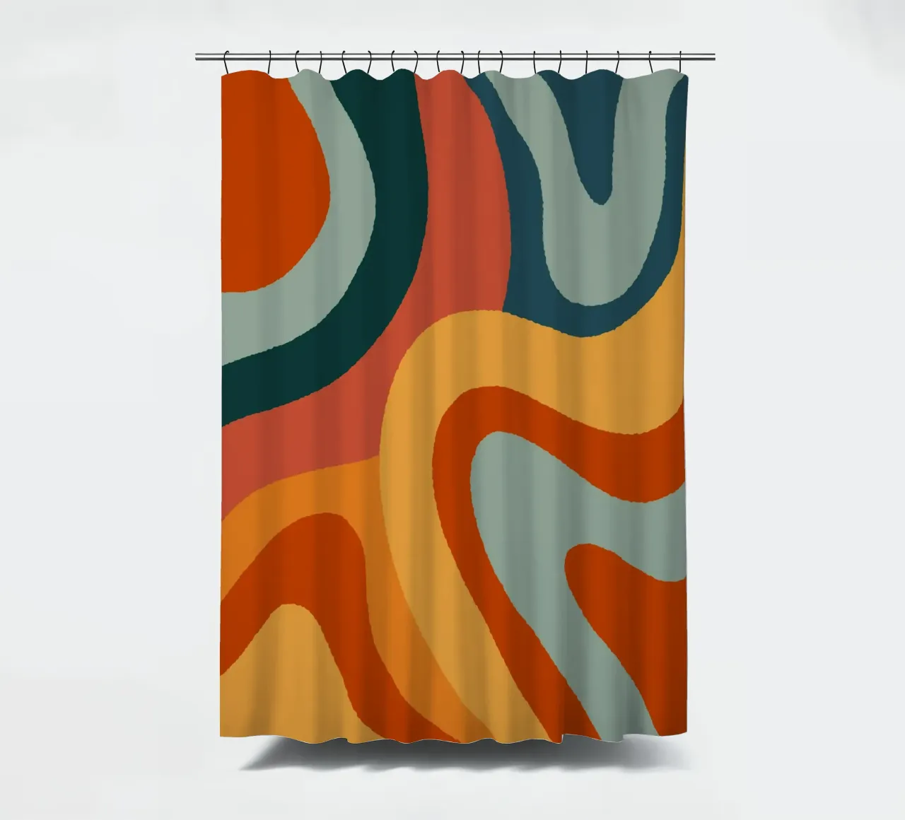 Linee ondulate retrò tenda da doccia da Wackapacka