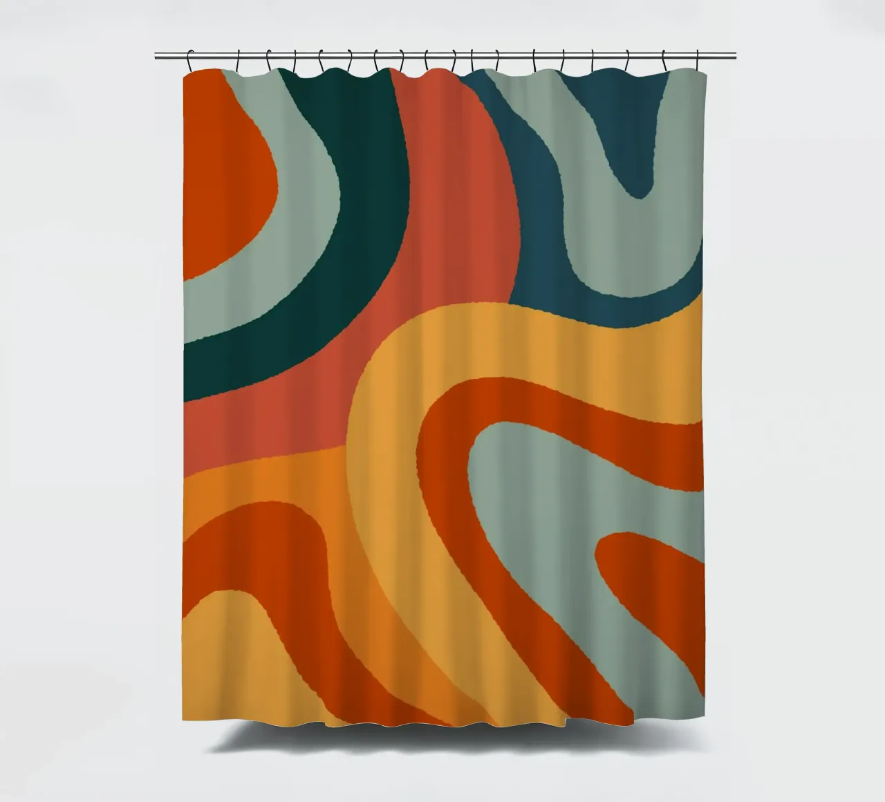 Linee ondulate retrò tenda da doccia da Wackapacka