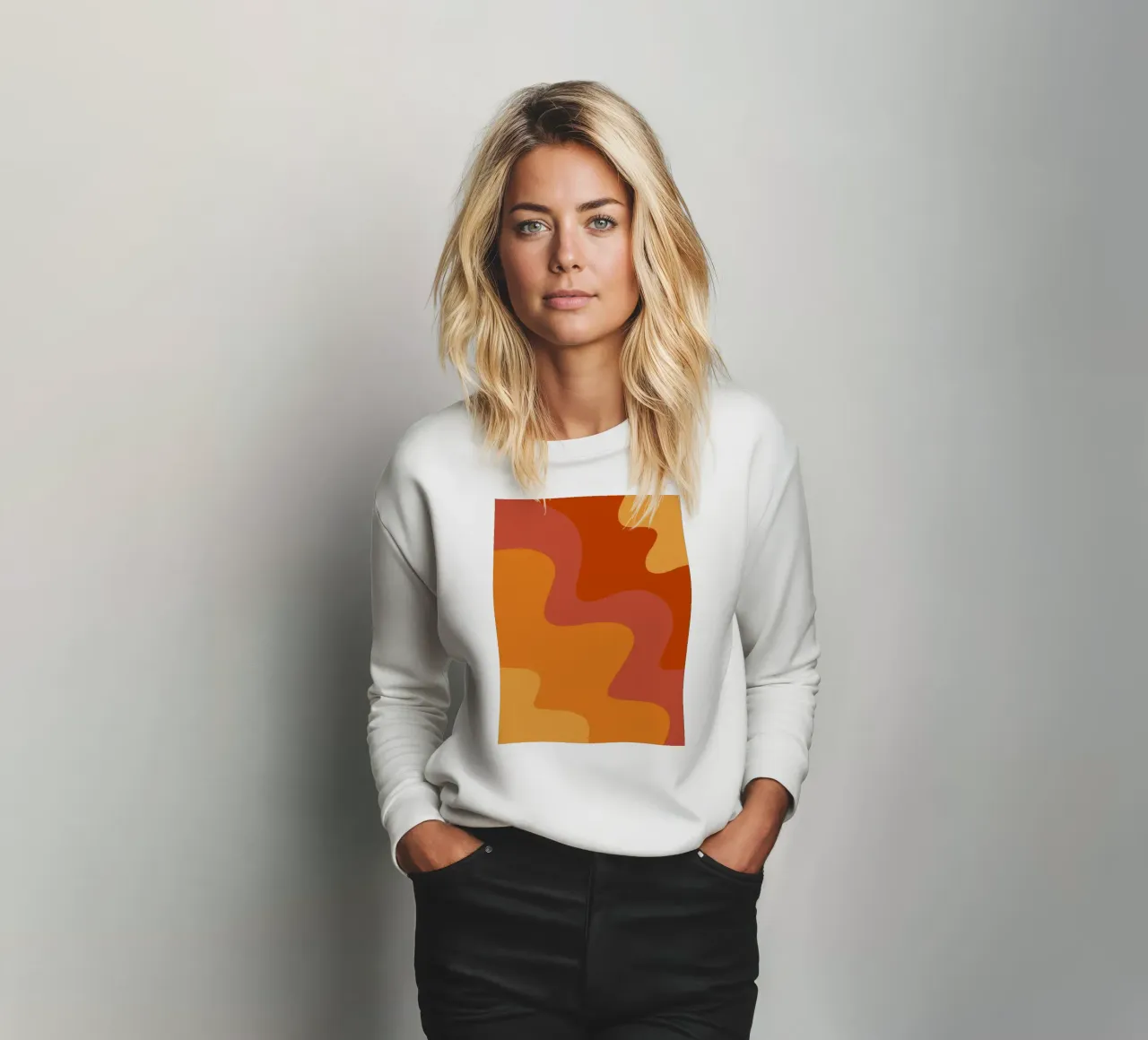 Linee ondulate retrò - arancione felpa da Wackapacka