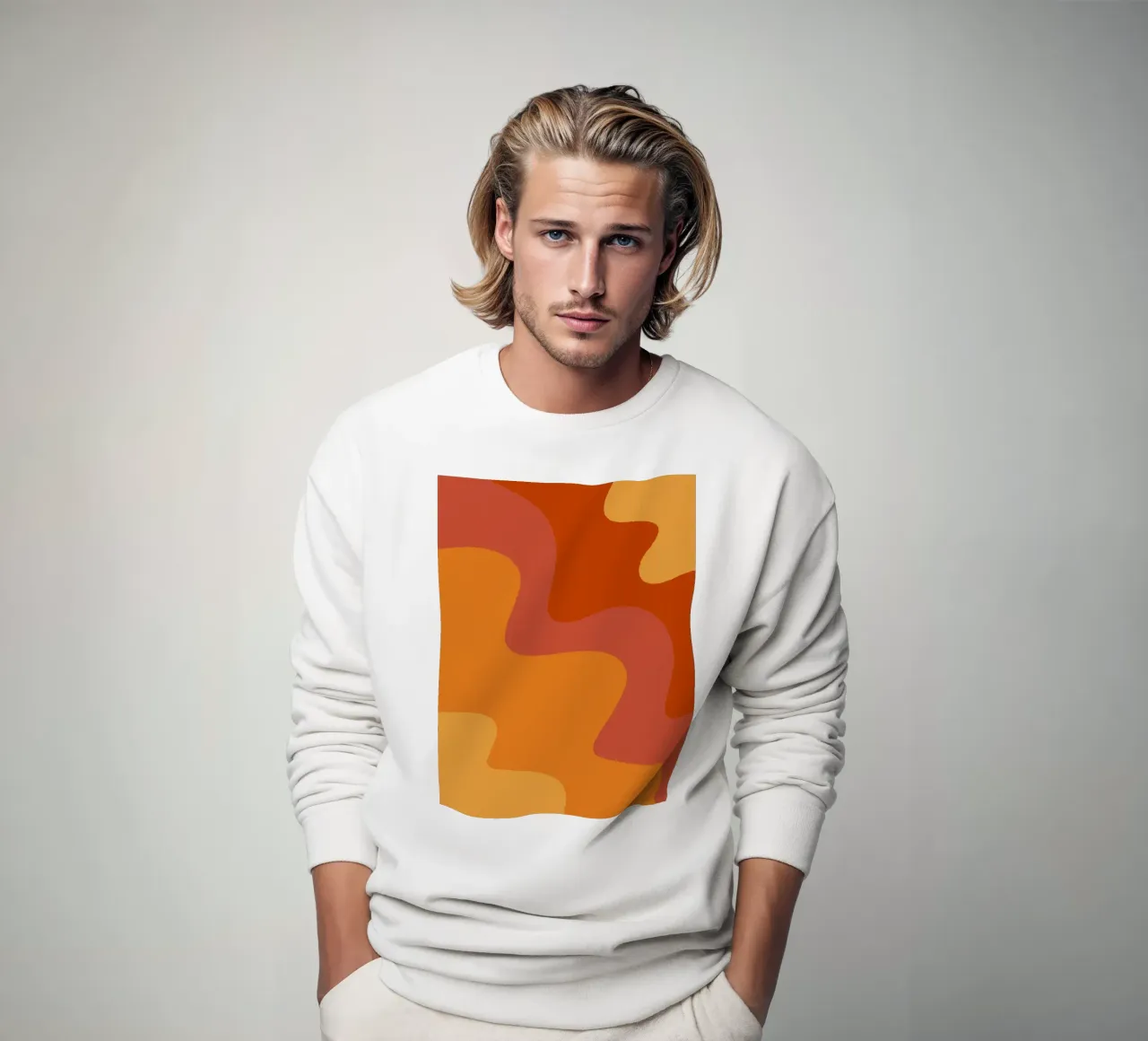 Linee ondulate retrò - arancione felpa da Wackapacka