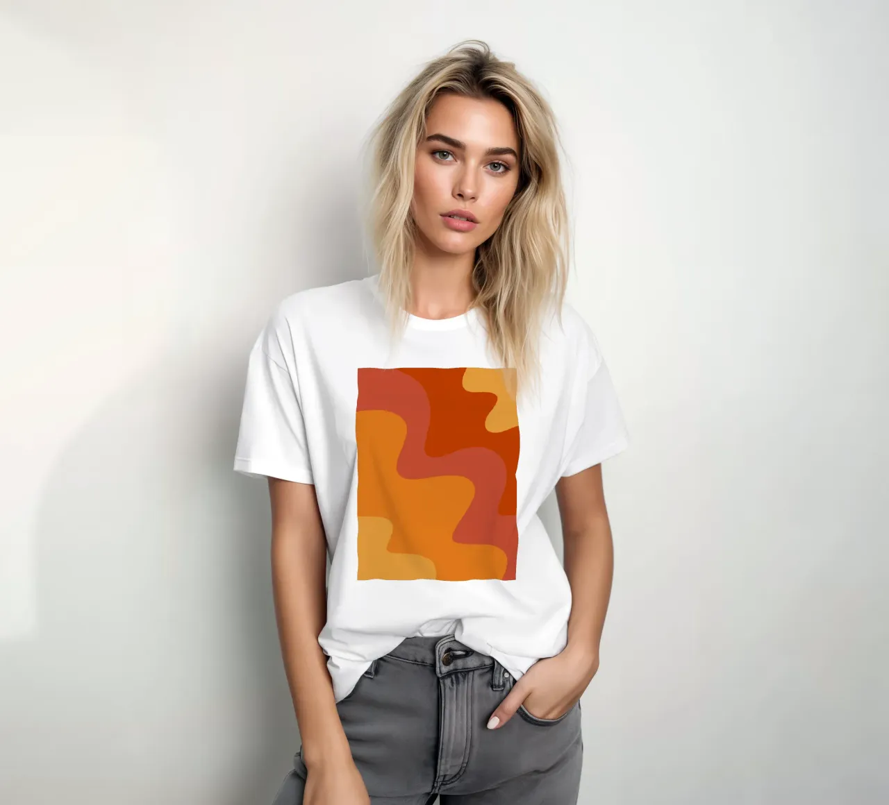 Linee ondulate retrò - arancione t-shirt da Wackapacka