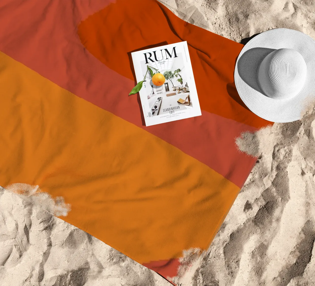 Linee ondulate retrò - arancione telo mare da Wackapacka