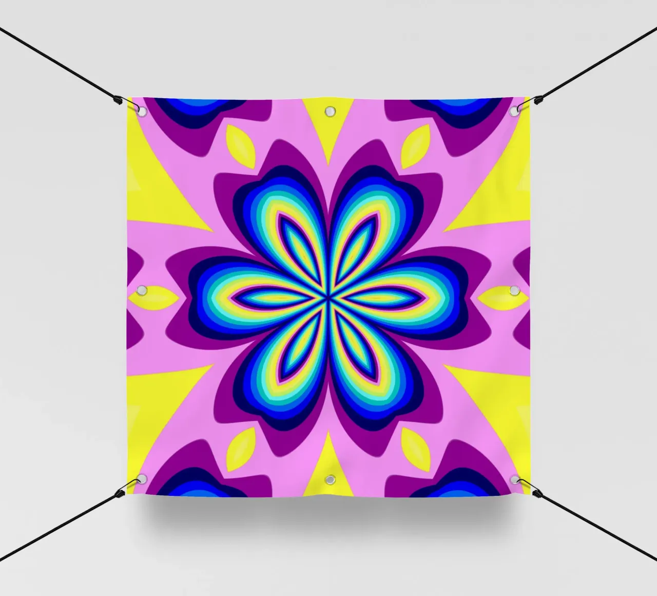 Caleidoscopio dai colori vivaci blu-rosa-giallo-viola-turchese telo in pvc da Gürsel Yesil Digital Art