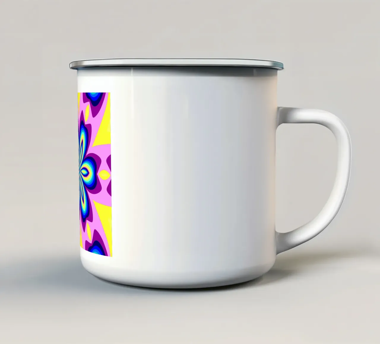Caleidoscopio dai colori vivaci blu-rosa-giallo-viola-turchese tazza in smalto da Gürsel Yesil Digital Art