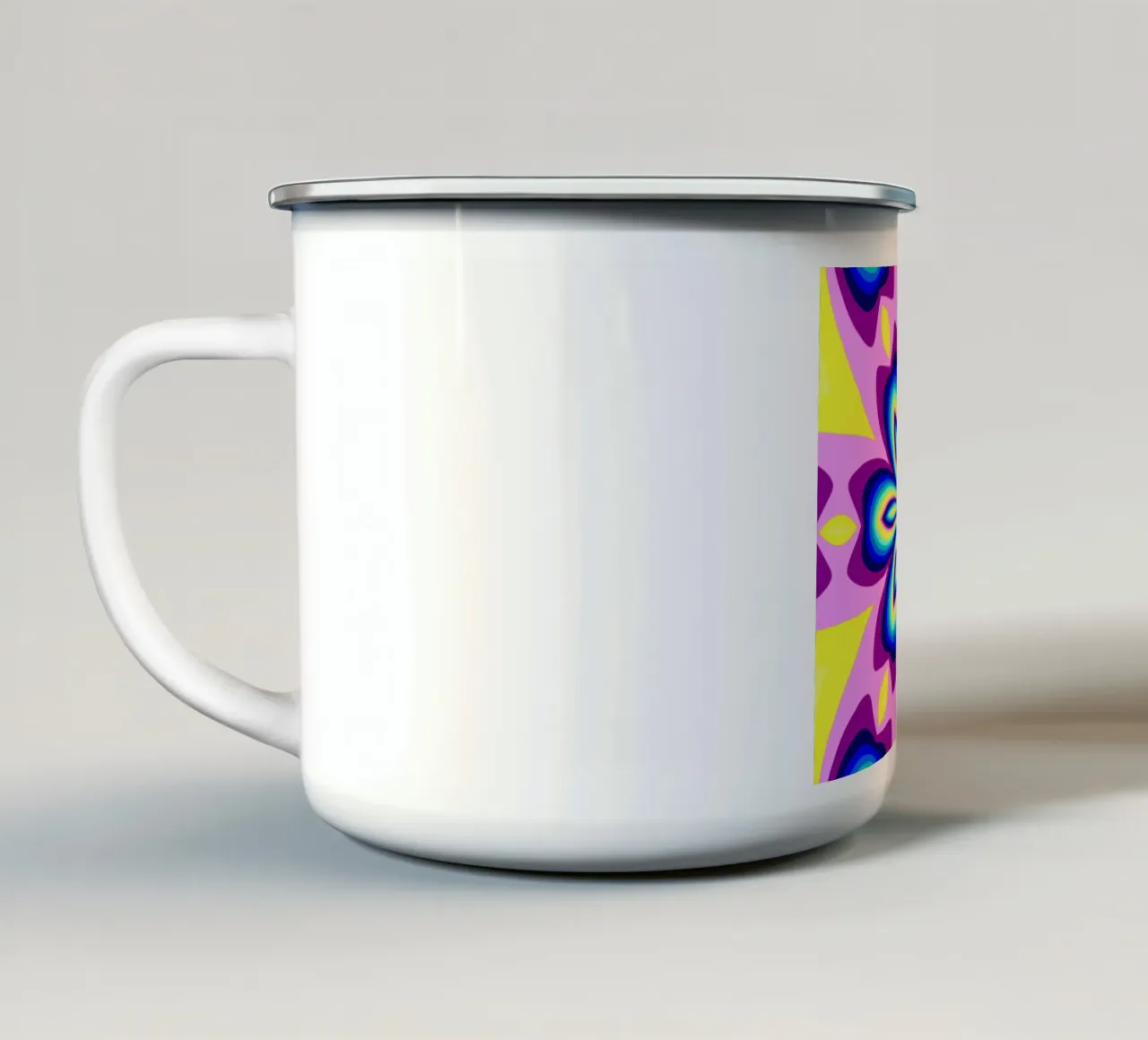 Caleidoscopio dai colori vivaci blu-rosa-giallo-viola-turchese tazza in smalto da Gürsel Yesil Digital Art