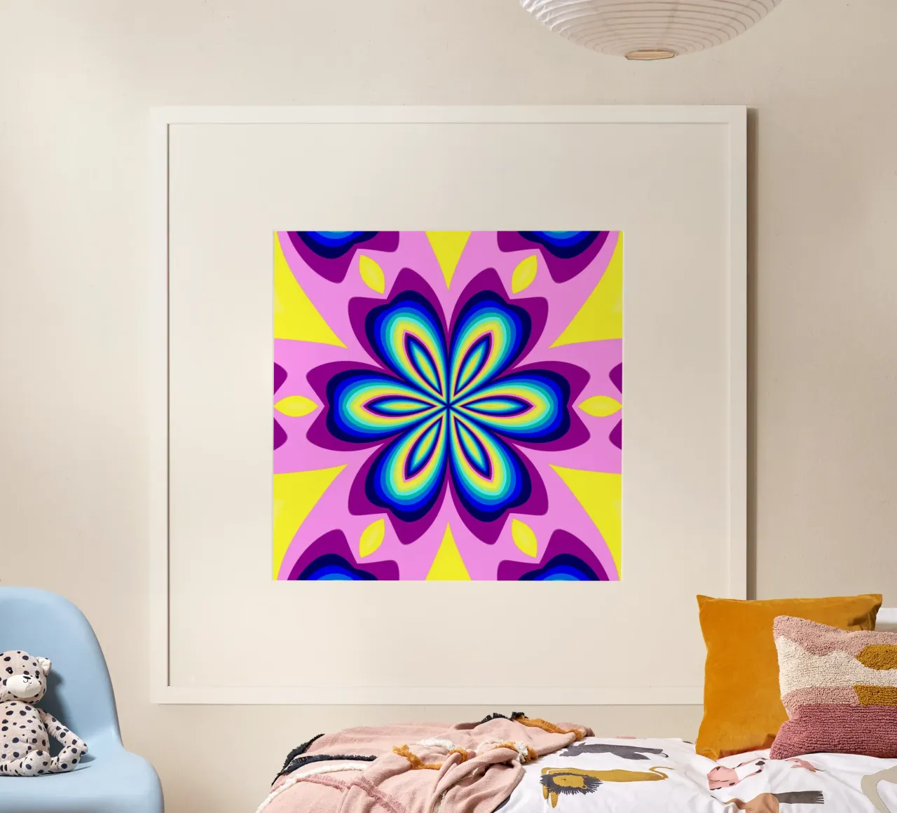 Caleidoscopio dai colori vivaci blu-rosa-giallo-viola-turchese carta hahnemühle da Gürsel Yesil Digital Art