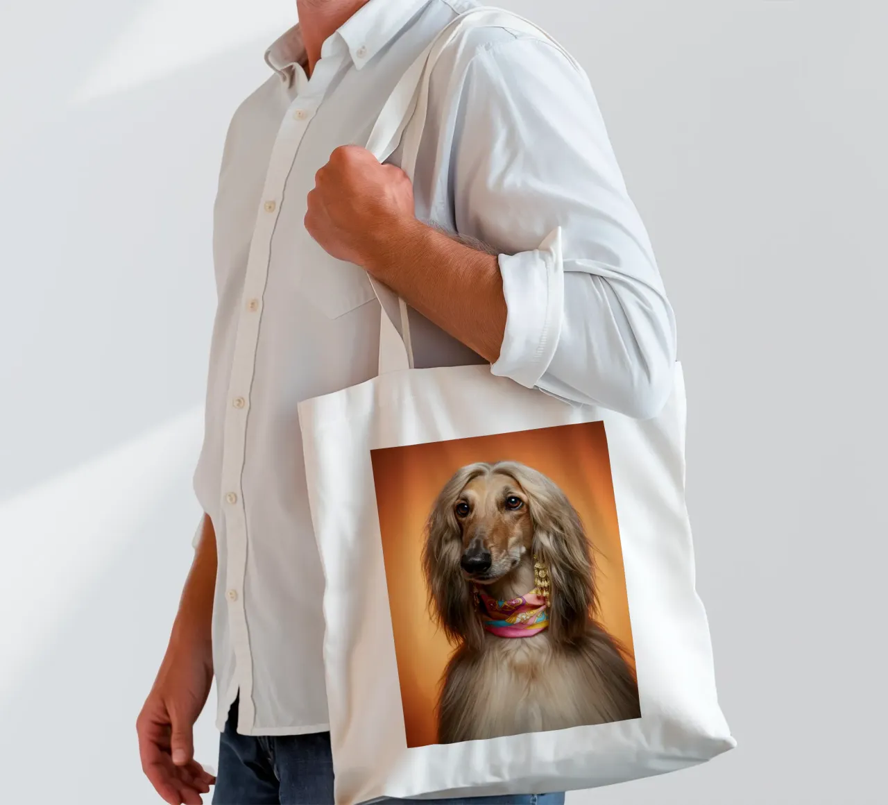 80s Afghan Hound borsa in juta da Pawtrait Studio