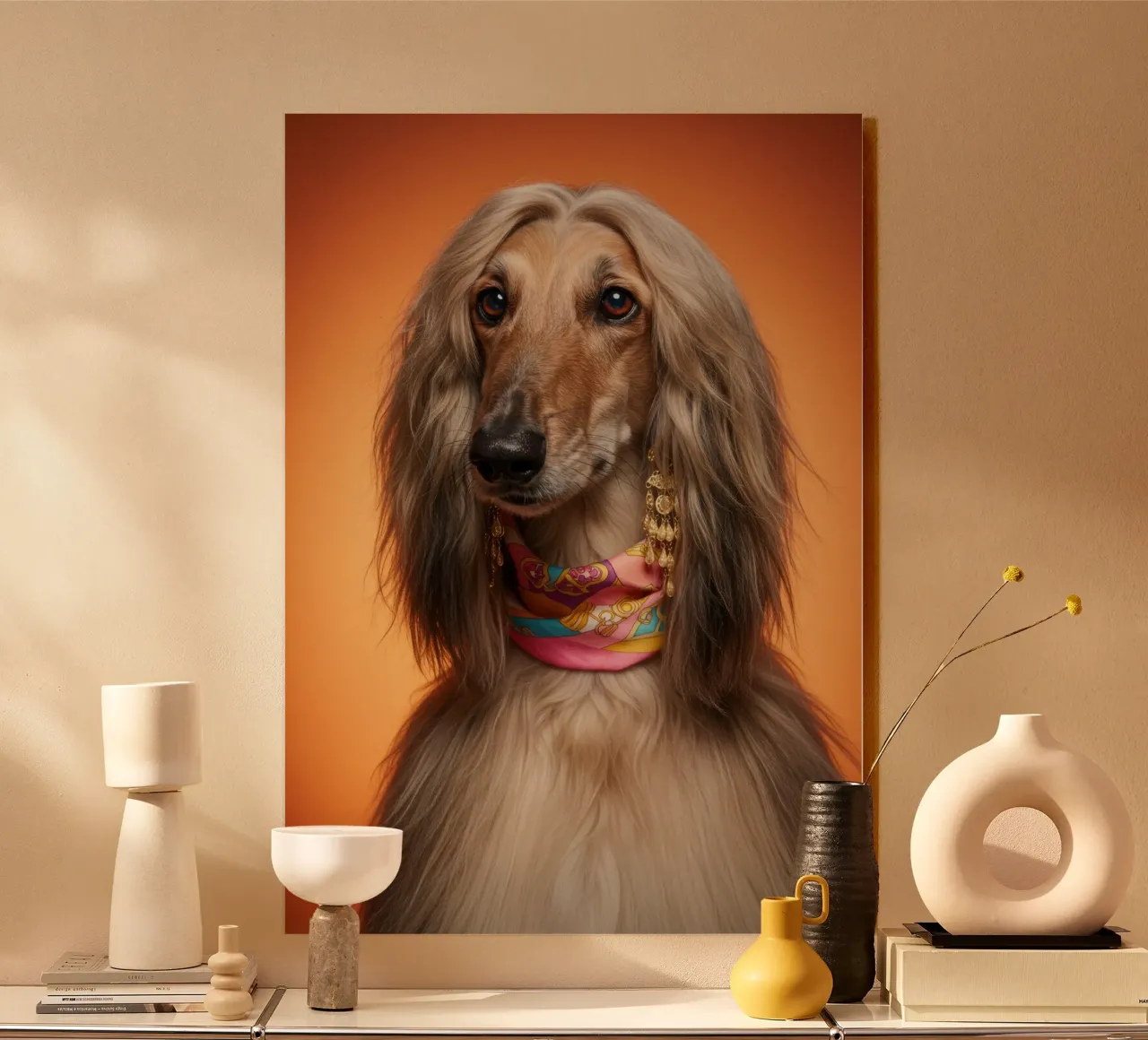 Sabueso afgano de los 80 metacrilato de Pawtrait Studio