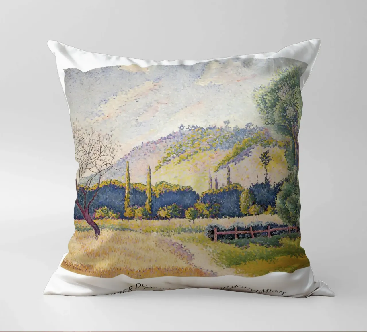 Henri-Edmond Cross Pointillist Landscape Print decorative cushion by NorwesClub