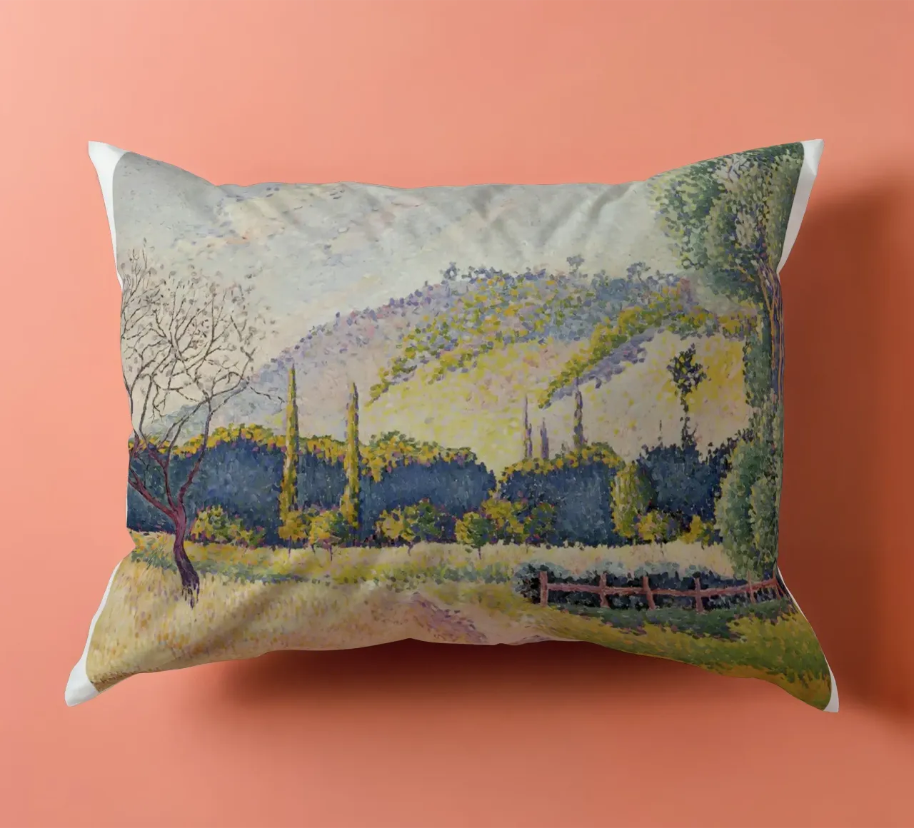 Henri-Edmond Cross Pointillist Landscape Print decorative cushion by NorwesClub