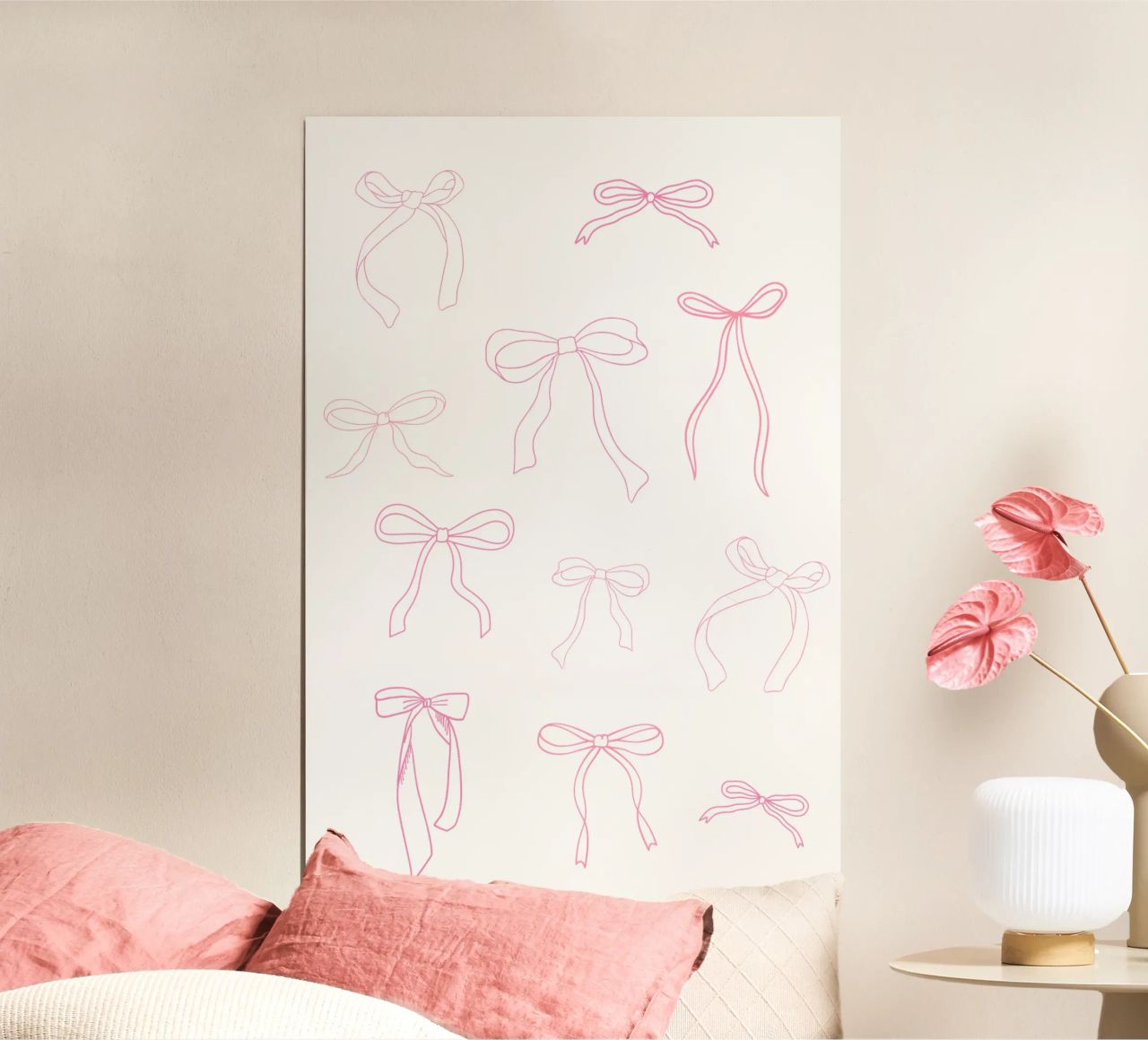 Bonito diseño de lazo, lazos rosas poster con marco de aluminio de Coquette Club