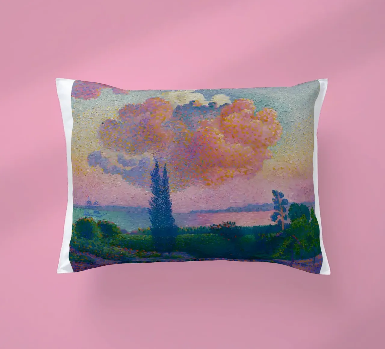 Henri-Edmond Cross Pointillist The Pink Cloud decorative cushion by NorwesClub