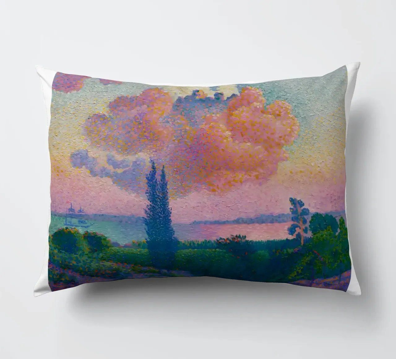 Henri-Edmond Cross Pointillist The Pink Cloud decorative cushion by NorwesClub