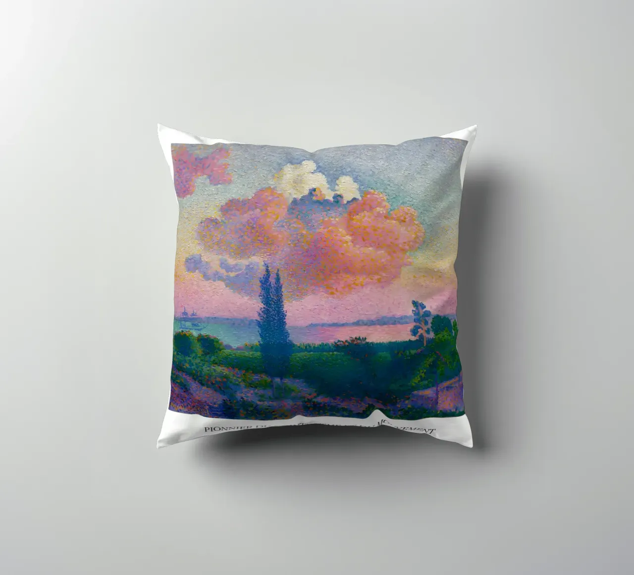 Henri-Edmond Cross Pointillist The Pink Cloud decorative cushion by NorwesClub