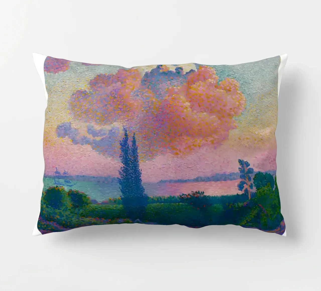 Henri-Edmond Cross Pointillist The Pink Cloud decorative cushion by NorwesClub