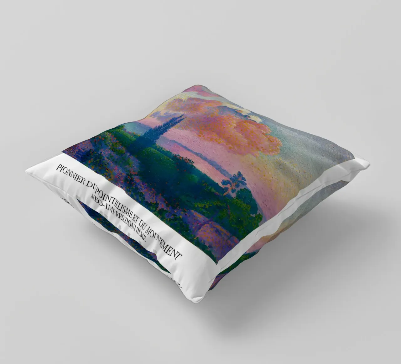Henri-Edmond Cross Pointillist The Pink Cloud decorative cushion by NorwesClub