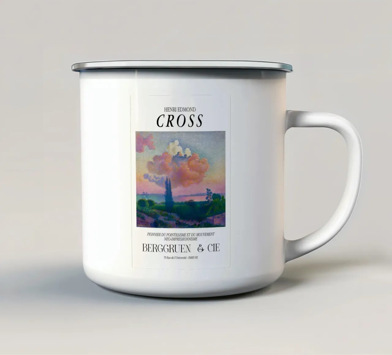 Henri-Edmond Cross Pointillist La nuvola rosa tazza in smalto da NorwesClub