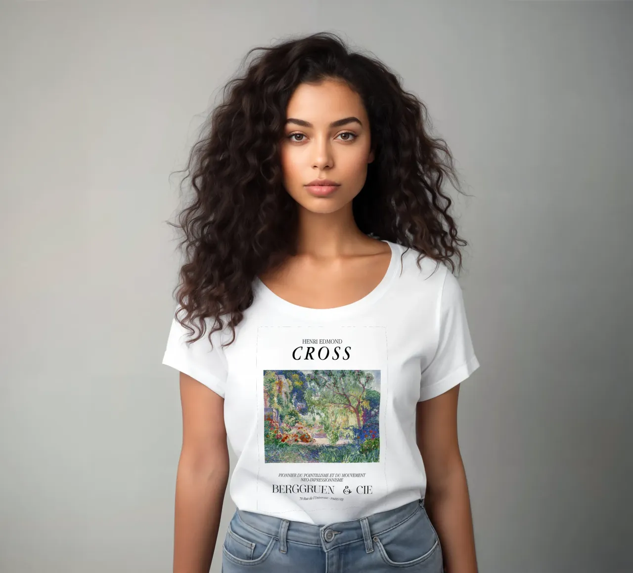 Henri-Edmond Cross Pointillist Kleurrijke Tuin Print dames t-shirt getailleerd van NorwesClub