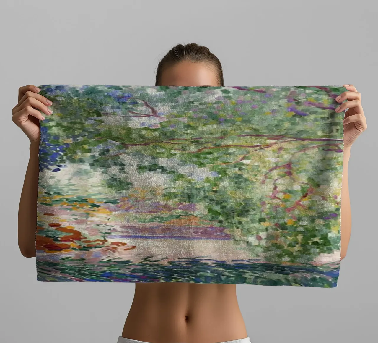 Henri-Edmond Cross Pointillist Kleurrijke Tuin Print badhanddoek van NorwesClub
