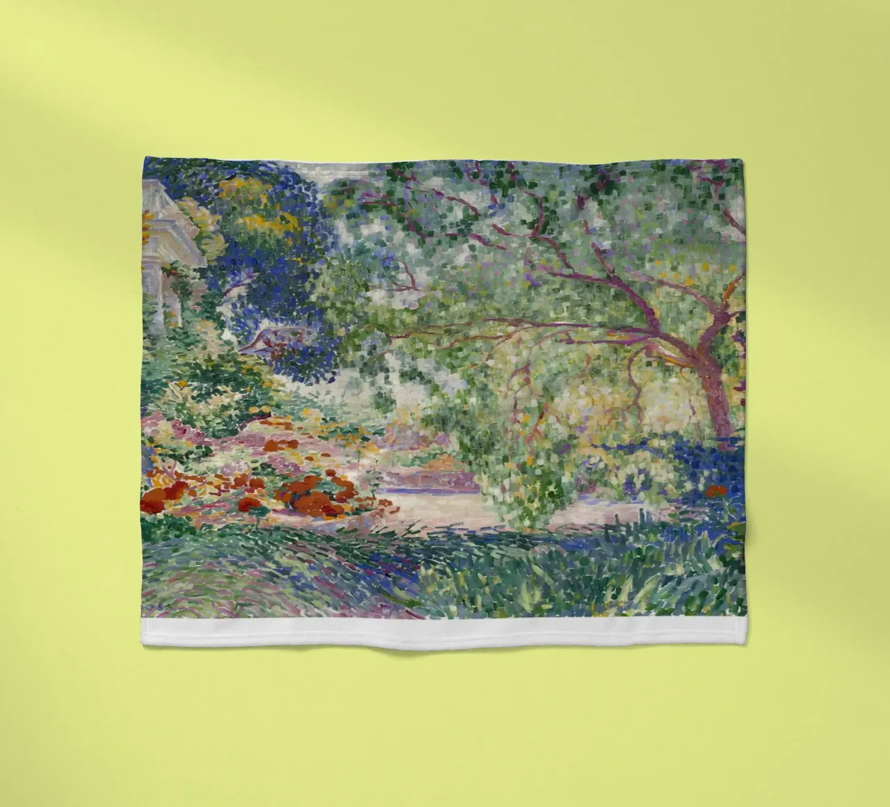 Henri-Edmond Cross Pointillist Colorful Garden Print fleece blanket by NorwesClub