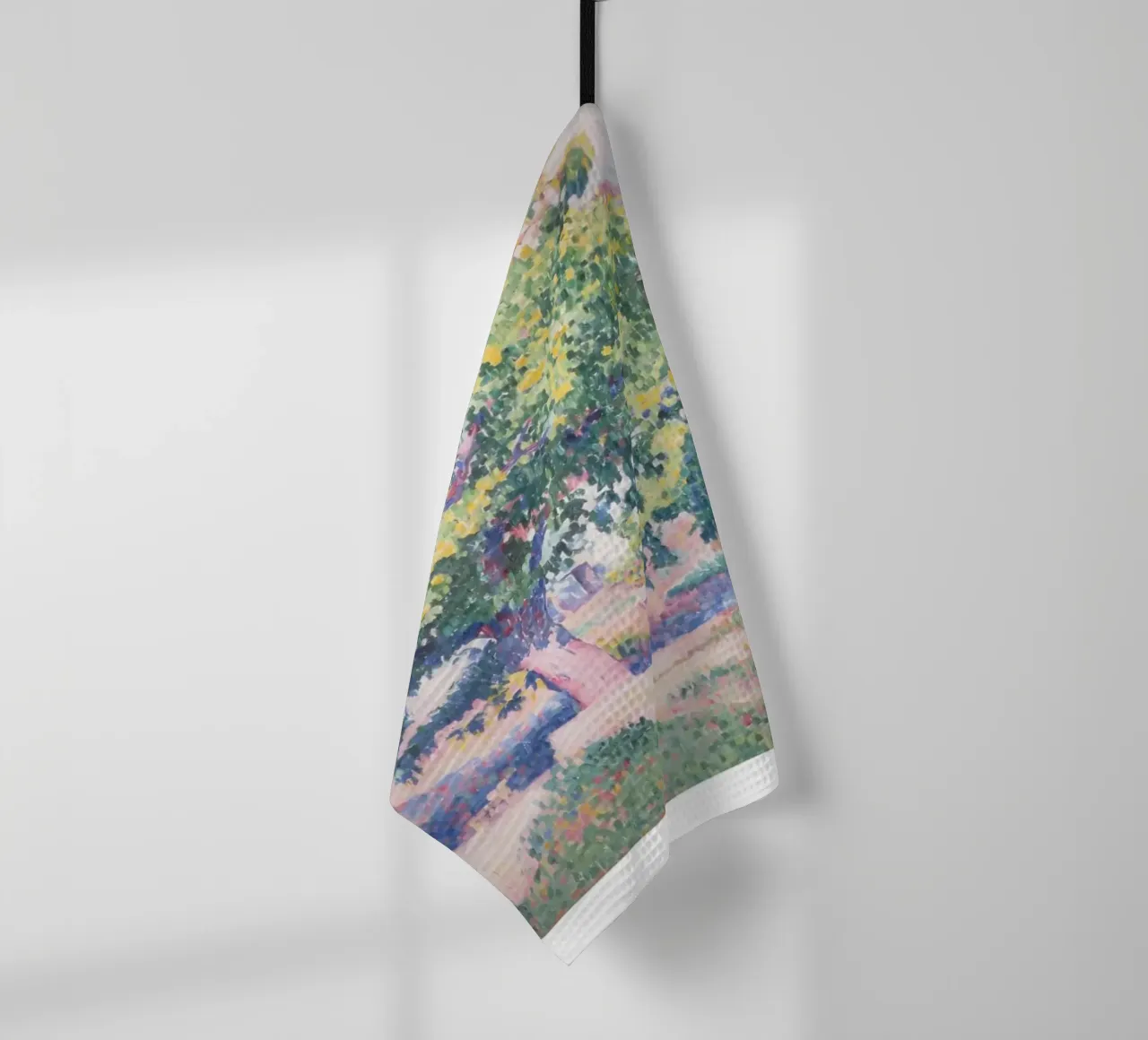 Henri-Edmond Cross Pointillist Landscape Tree Print tea towel by NorwesClub