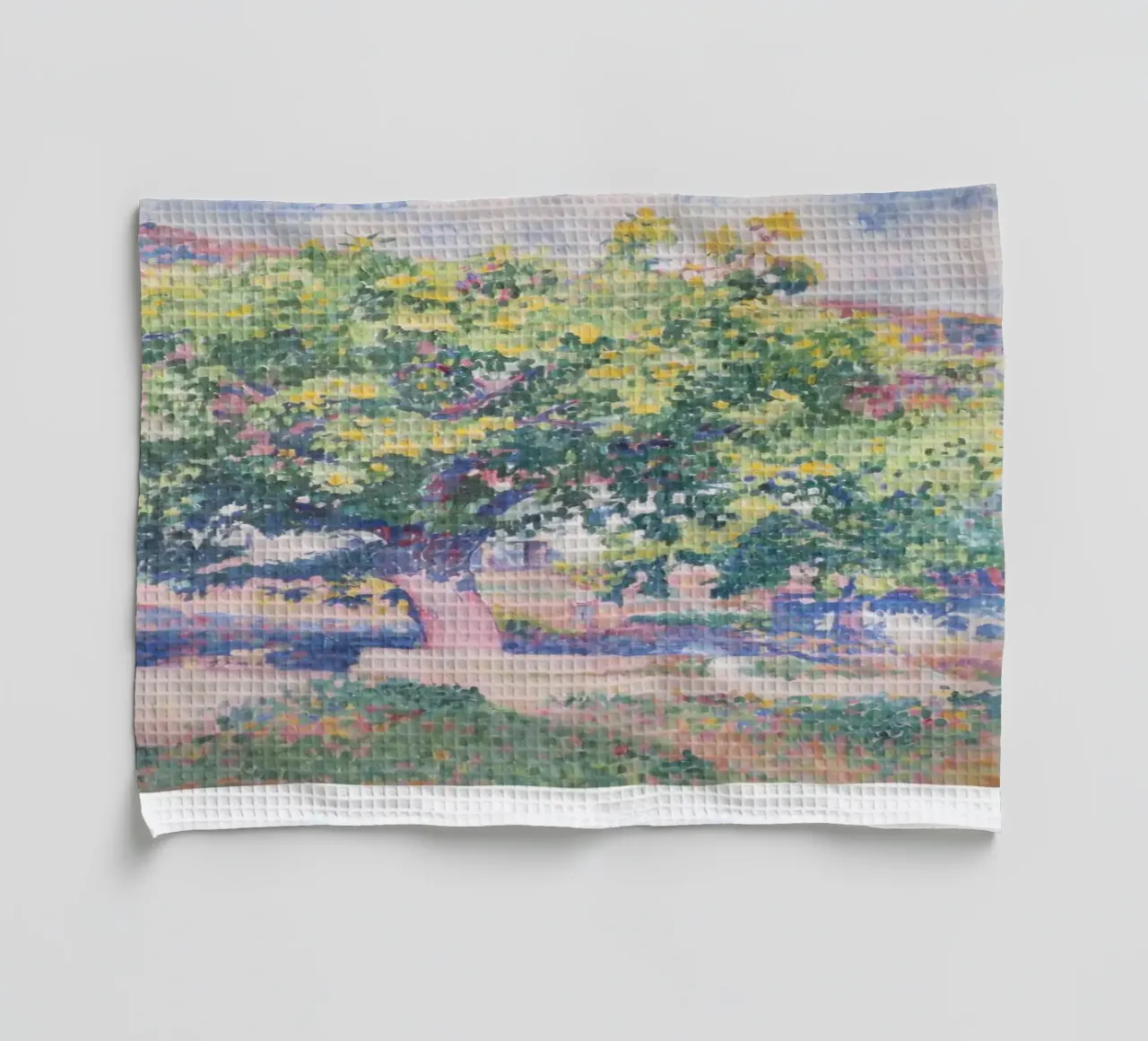 Henri-Edmond Cross Pointillist Landscape Tree Print tea towel by NorwesClub
