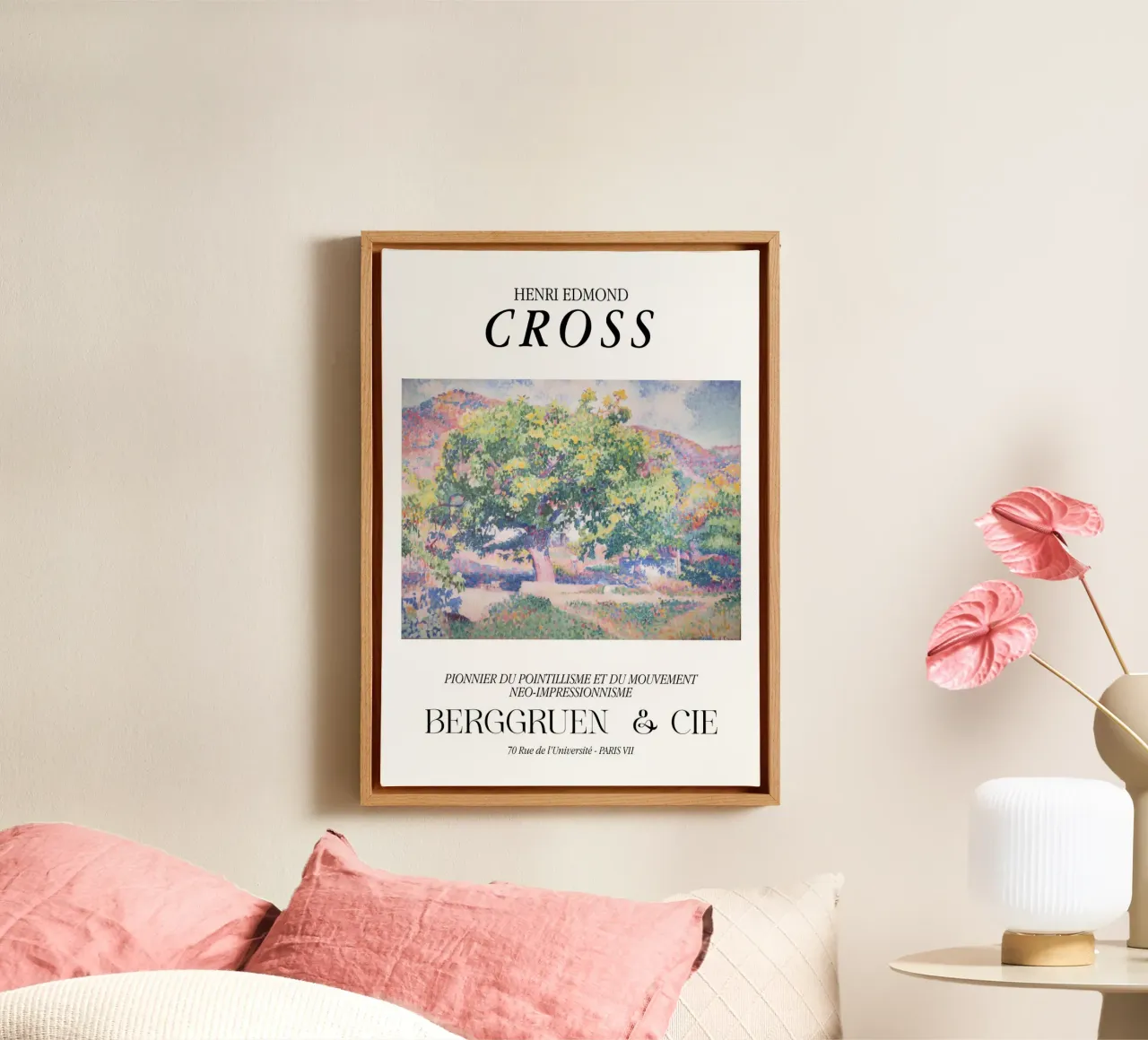 Henri-Edmond Cross Pointillist Landscape Tree Print canvas by NorwesClub