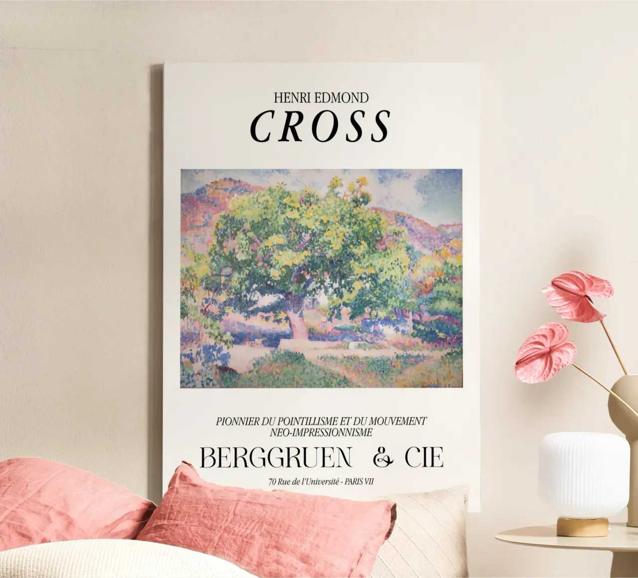 Henri-Edmond Cross Pointillist Landscape Tree Print canvas by NorwesClub