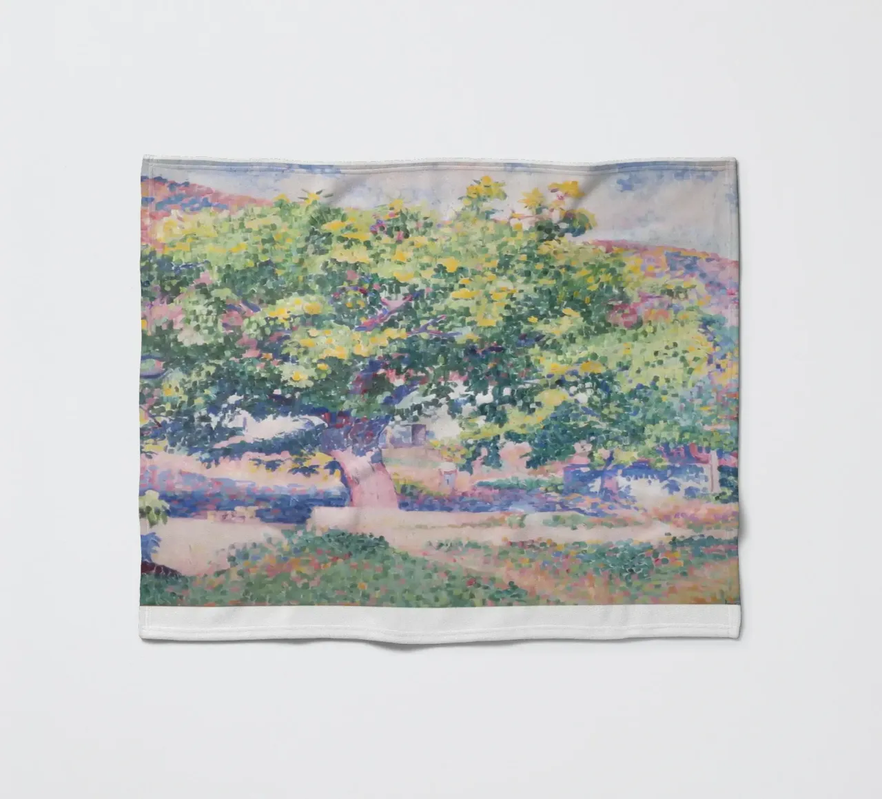 Henri-Edmond Cross Pointillist Landscape Tree Print fleece blanket by NorwesClub