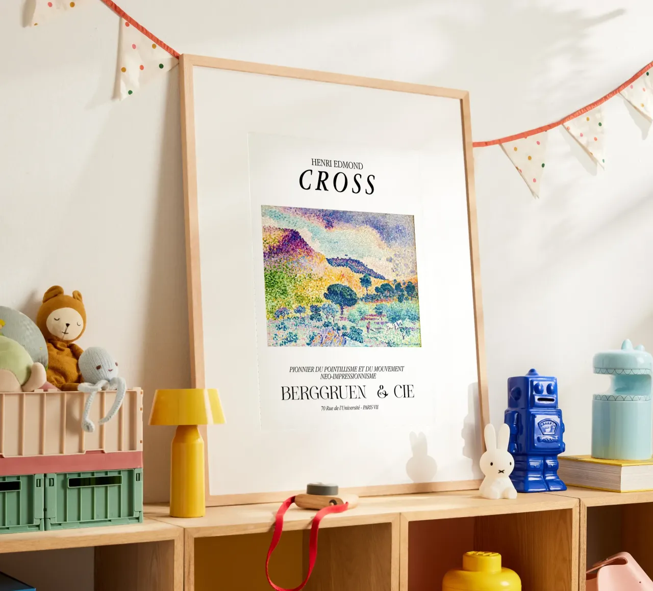 Henri-Edmond Cross Pointillist Bunte Berge Poster mit Aluminium Rahmen von NorwesClub