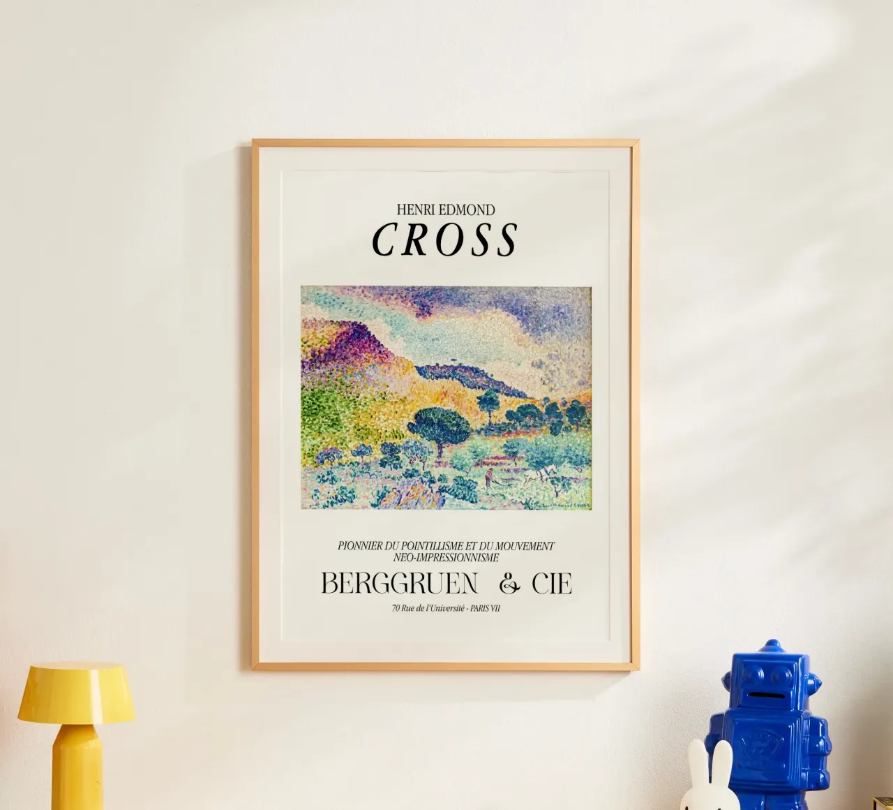 Henri-Edmond Cross Pointillist Bunte Berge Poster mit Aluminium Rahmen von NorwesClub