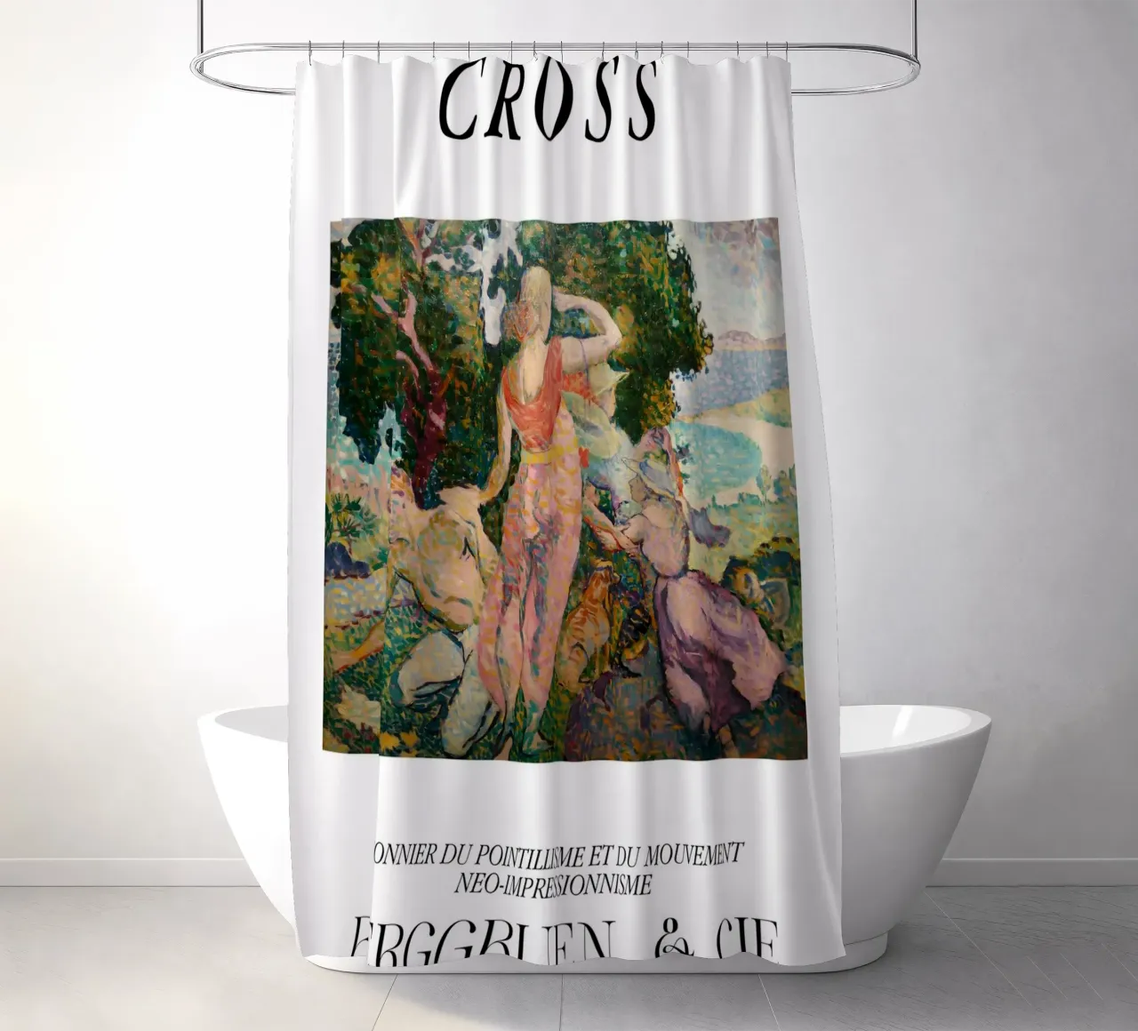Henri-Edmond Cross Pointillist Die Exkursionisten Duschvorhang von NorwesClub