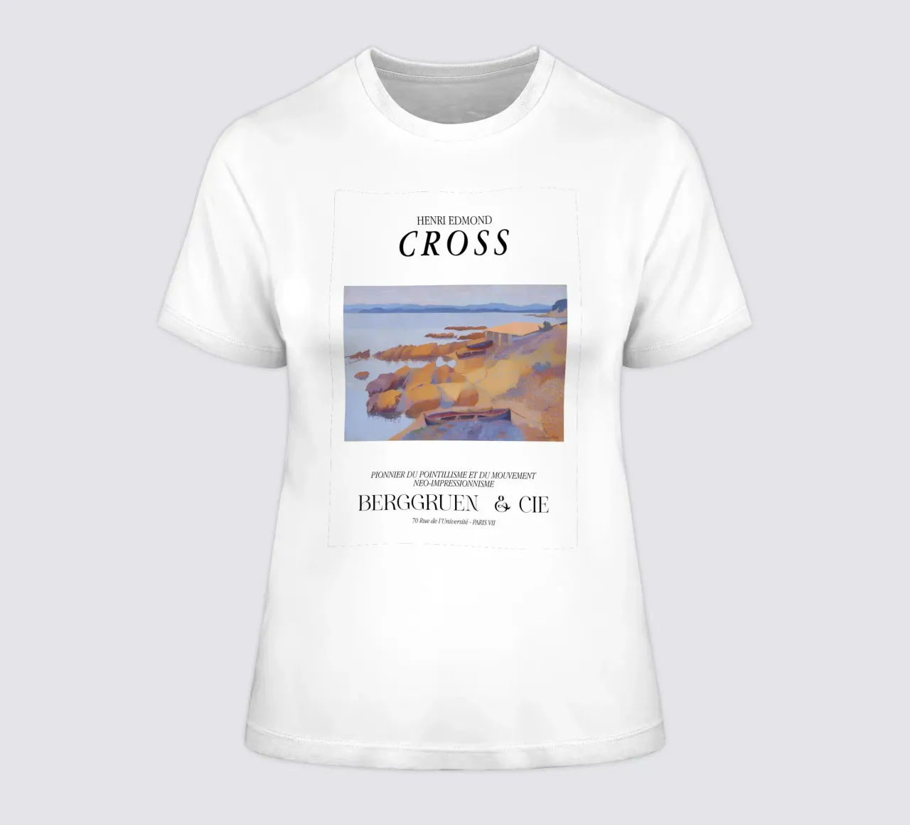 Henri-Edmond Cross Pointillist Calanque Coastal Scene women's fitted t-shirt by NorwesClub