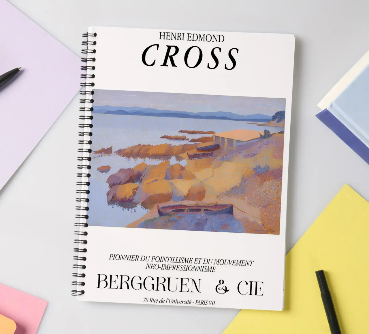 Henri-Edmond Cross Pointillist Calanque Coastal Scene spiral notebook by NorwesClub