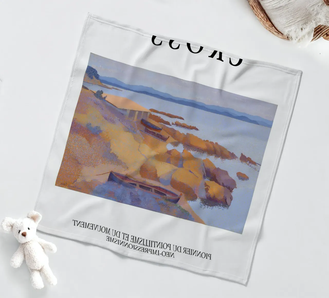 Henri-Edmond Cross Pointillist Calanque Coastal Scene fleece blanket by NorwesClub