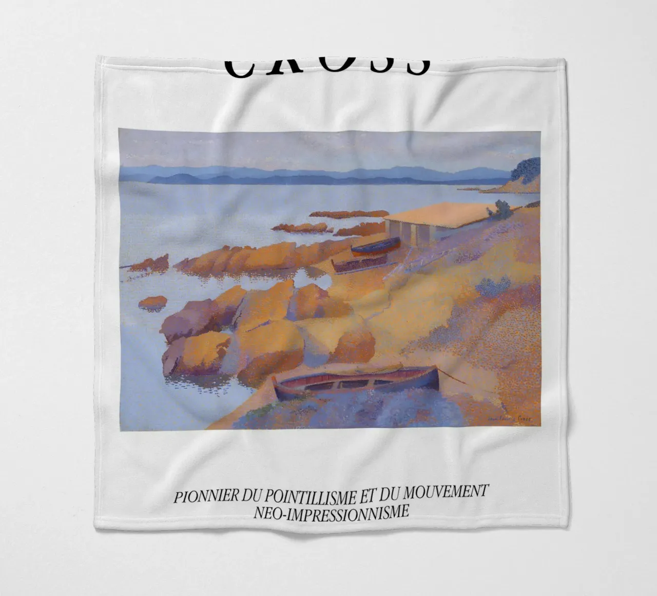 Henri-Edmond Cross Pointillist Calanque Coastal Scene fleece blanket by NorwesClub