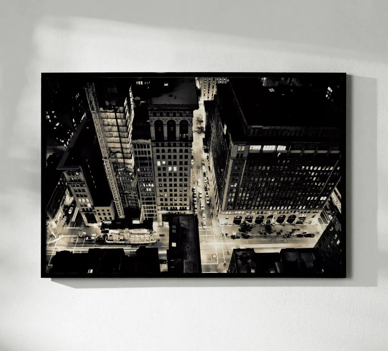 The City of Blinding Lights poster con telaio in legno da Cordula Schaefer