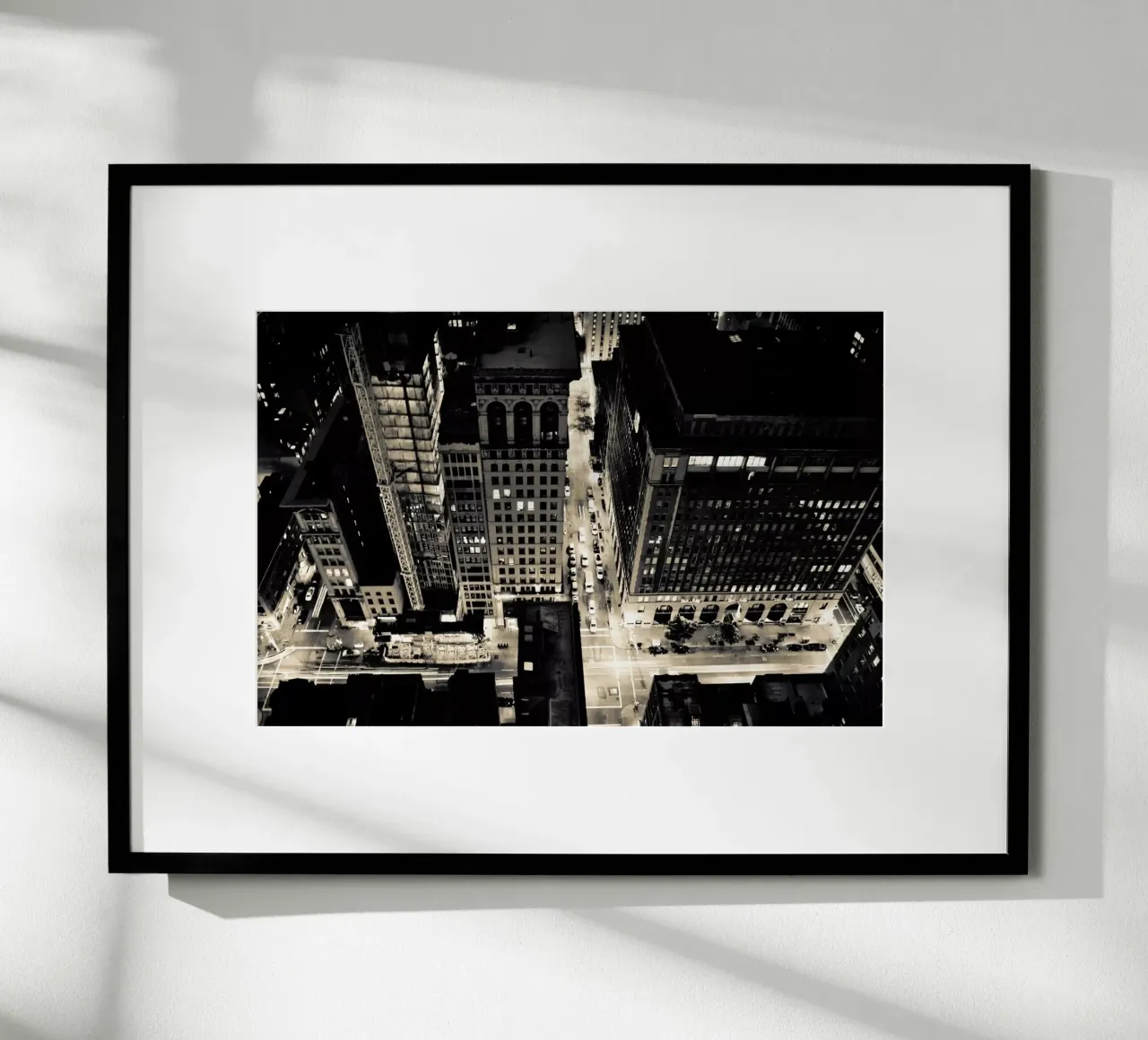 The City of Blinding Lights poster con telaio in legno da Cordula Schaefer